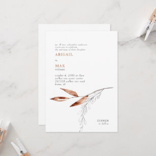 Invitación Boda moderna de follaje de blanco y terracota