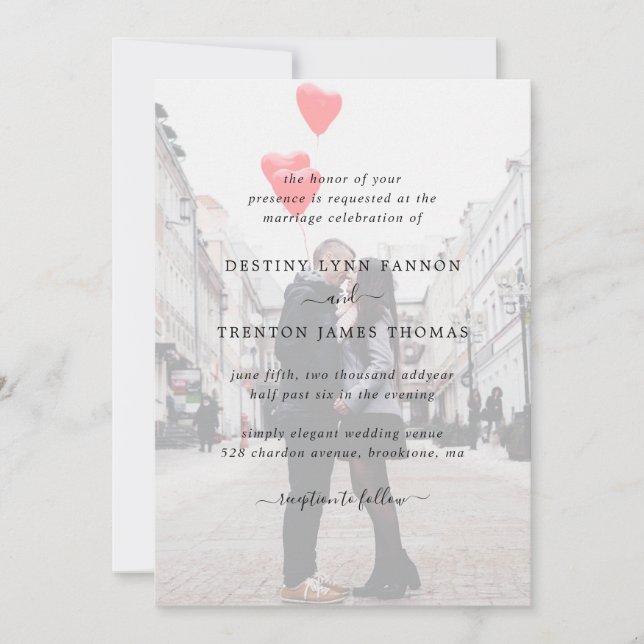 Invitación Boda moderna de foto y todo en uno con efecto de v (Anverso)