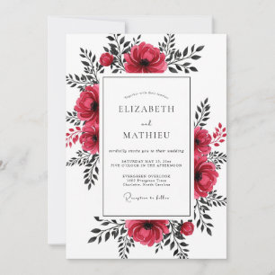 Invitación Boda moderna de frambuesa melancólica