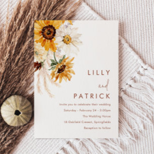 Invitación Boda moderna de girasoles boho