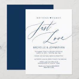 Invitación Boda moderna de guión Navy Elopement Recepción