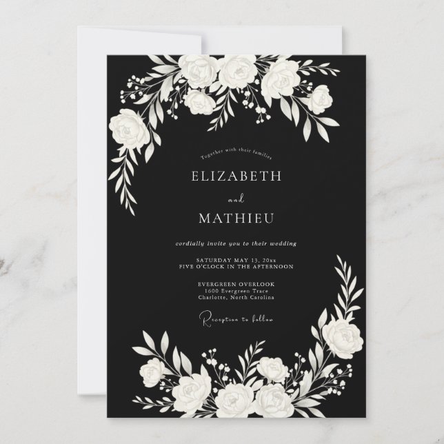 Invitación Boda moderna de impacto negro (Anverso)