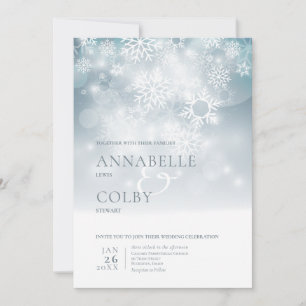 Invitación Boda moderna de invierno azul polvoriento