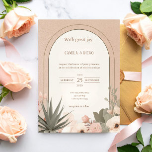 Invitación Boda moderna de lujo con flores del desierto