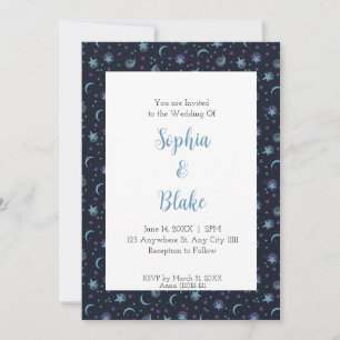 Invitación Boda moderna de luna creciente y estrellas