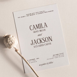 Invitación Boda moderna de marfil y marrón 