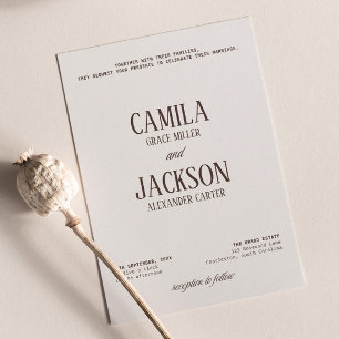 Invitación Boda moderna de marfil y marrón