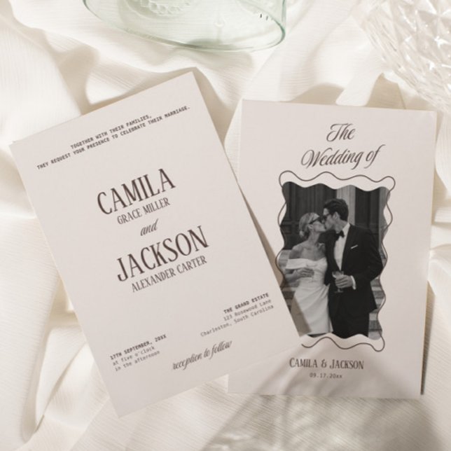Invitación Boda moderna de marfil y marrón  (Subido por el creador)