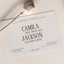Invitación Boda moderna de marfil y marrón espresso 
