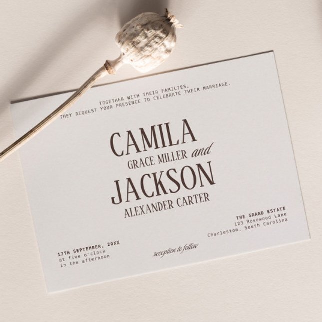 Invitación Boda moderna de marfil y marrón espresso  (Subido por el creador)
