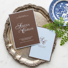 Boda moderna de marrón chocolate y azul polvo