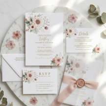 Boda moderna de moda con rubor rosa polvoriento