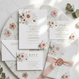 Invitación Boda moderna de moda con rubor rosa polvoriento