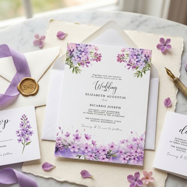 Invitación Boda moderna de moda púrpura lavanda (Subido por el creador)