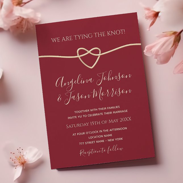 Invitación Boda moderna de nudo rojo (Subido por el creador)