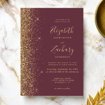Boda moderna de oro falso brillo burgundy oscuro