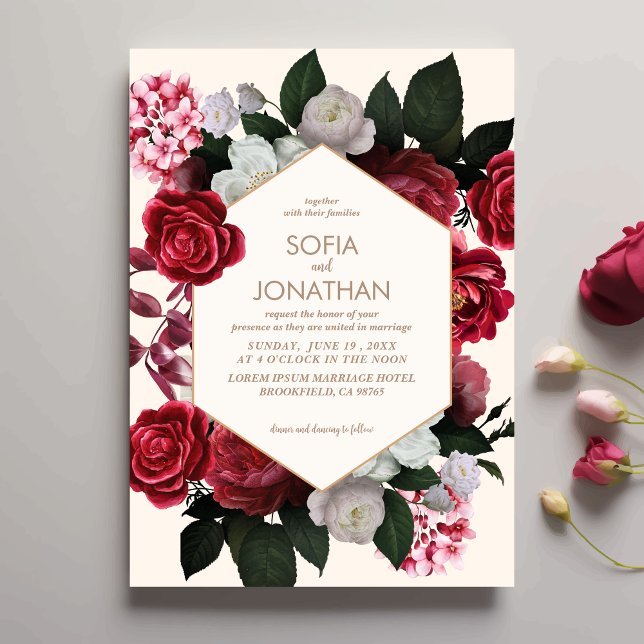 Invitación Boda moderna de otoño floral de cimarrón rústico (Subido por el creador)