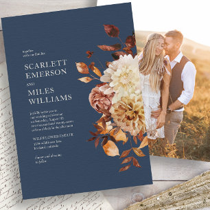 Invitación Boda moderna de otoño naval