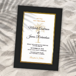 Invitación Boda moderna de palma de oro negro tropical