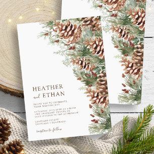 Invitación Boda Moderna de Pino de Invierno