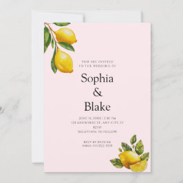 Invitación Boda moderna de primavera con limón cítrico rosa