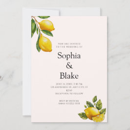 Invitación Boda moderna de primavera con tema de limón y citr