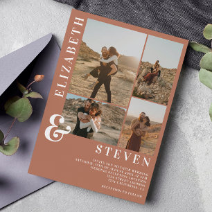 Invitación boda moderna de rejilla de 5 fotos con ampersand d