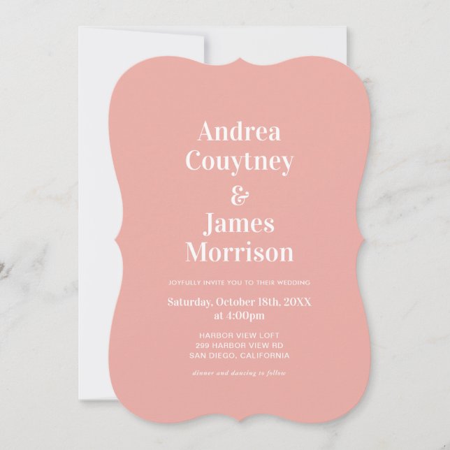 Invitación Boda Moderna de Rosa  (Anverso)