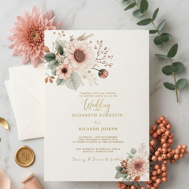 Invitación Boda Moderna de Rosa Polvorienta de Moda con Rubor (Subido por el creador)