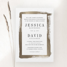 Invitación Boda Moderna de Seda Bruñida Dorada