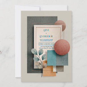 Invitación Boda Moderna de Terracota Geométrica Abstracta