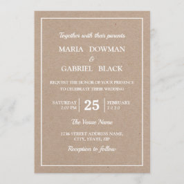 Invitación Boda moderna de tipografía Kraft