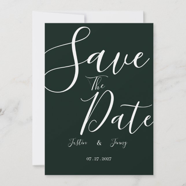 Invitación Boda moderna de verde oscuro (Anverso)