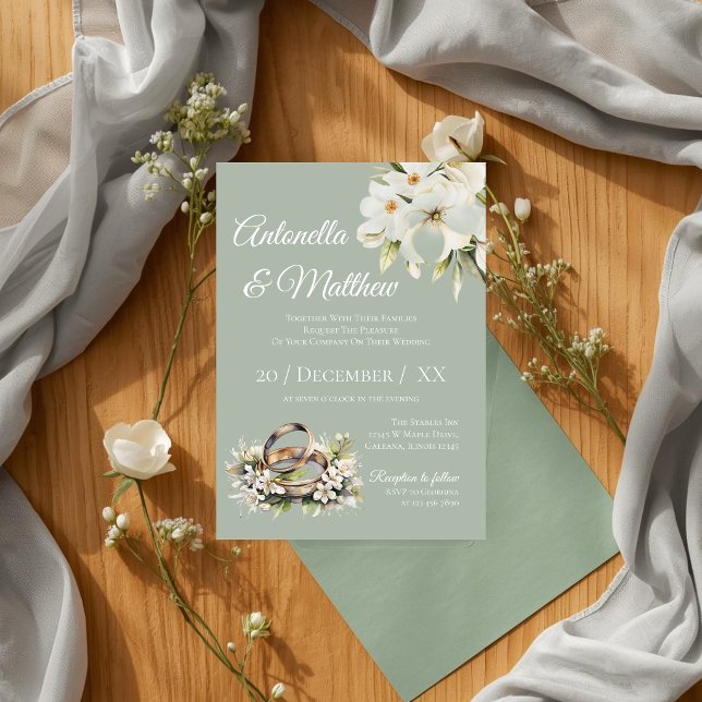 Invitación Boda moderna de verde salvia y blanco (Subido por el creador)