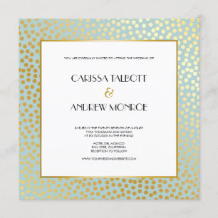 Invitación Boda moderna del oro de la menta de los lunares