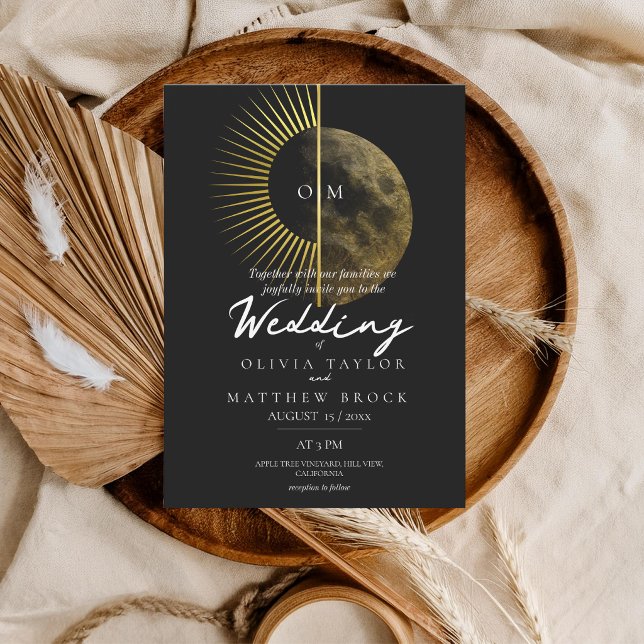Invitación Boda moderna del sol y la luna celestes (Subido por el creador)
