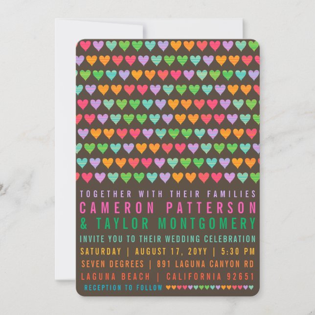 Invitación Boda moderna del verano del arco iris de los (Anverso)