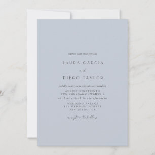 Invitación Boda moderna elegante azul polvoriento