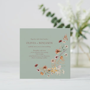 Invitación Boda moderna elegante boho naturaleza flor silvest