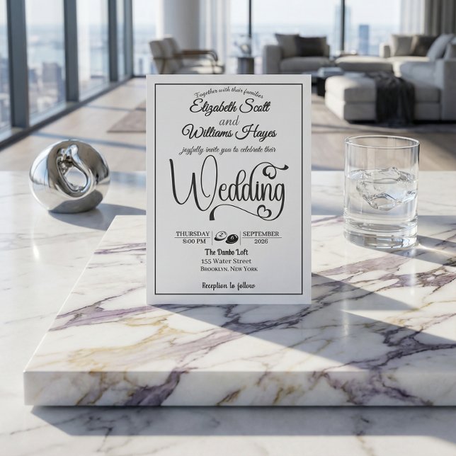 Invitación Boda moderna elegante con código QR y foto con pre (Subido por el creador)