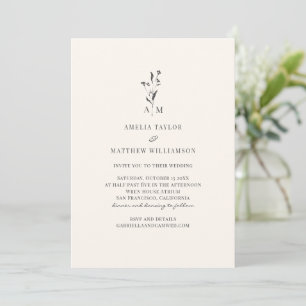 Invitación Boda moderna elegante con guión botánico minimalis