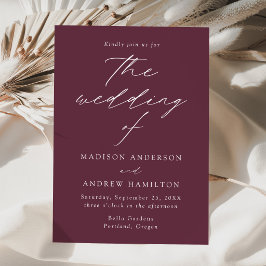 Invitación Boda Moderna Elegante con Letra Plum Purple