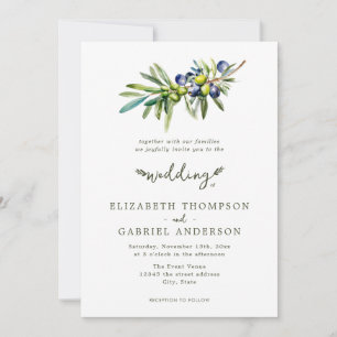 Invitación Boda moderna elegante con rama de olivo italiana
