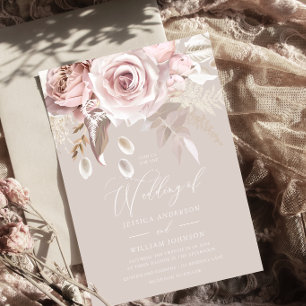 Invitación Boda moderna elegante de diseñador de color rosa