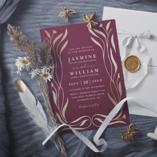 Invitación Boda moderna elegante de lujo floral de viña boho
