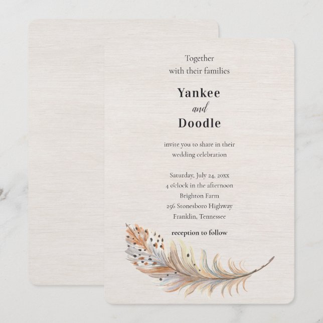 Invitación Boda moderna elegante de verano y primavera (Anverso / Reverso)