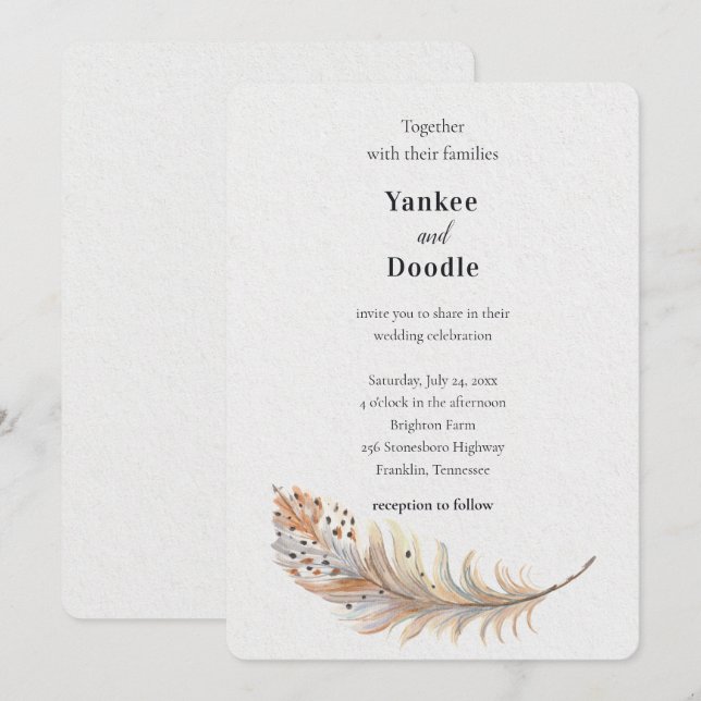 Invitación Boda moderna elegante de verano y primavera (Anverso / Reverso)