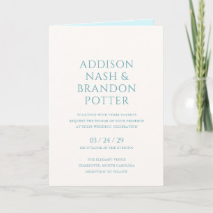 Invitación Boda moderna elegante en azul turquesa