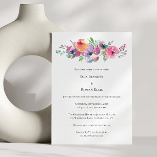 Invitación Boda moderna elegante floral acuarela suave
