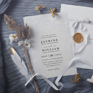 Invitación Boda moderna elegante floral estampada en relieve 